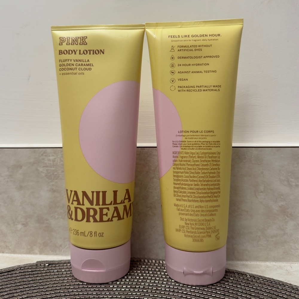 NEW PINK Victoria's Secret Vanilla & Dreamy Body Lotion Set - Picture 2 of 2